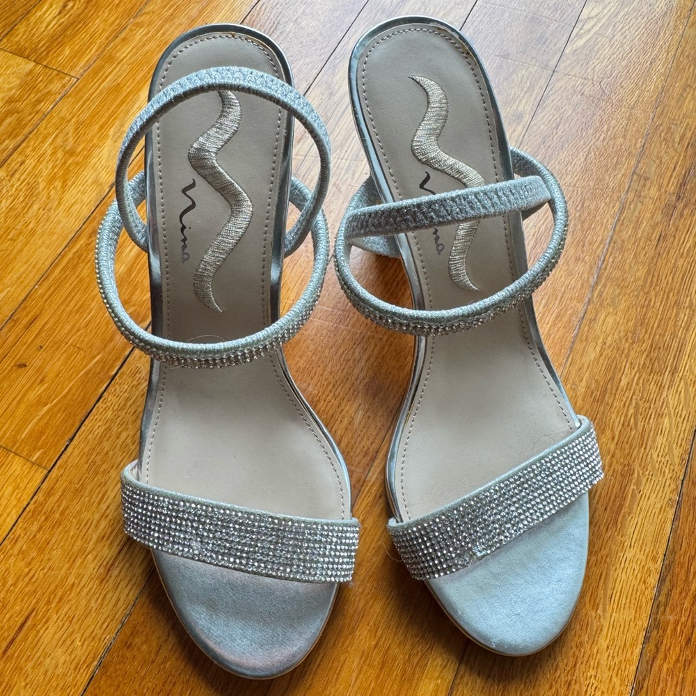 Nina Sparkling Silver Heeled Sandals
